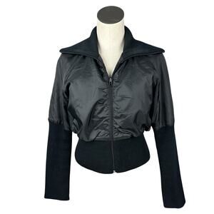 Killa by Miss Sixty Black Nylon 90s Cropped Collared Front Zip Jacket M